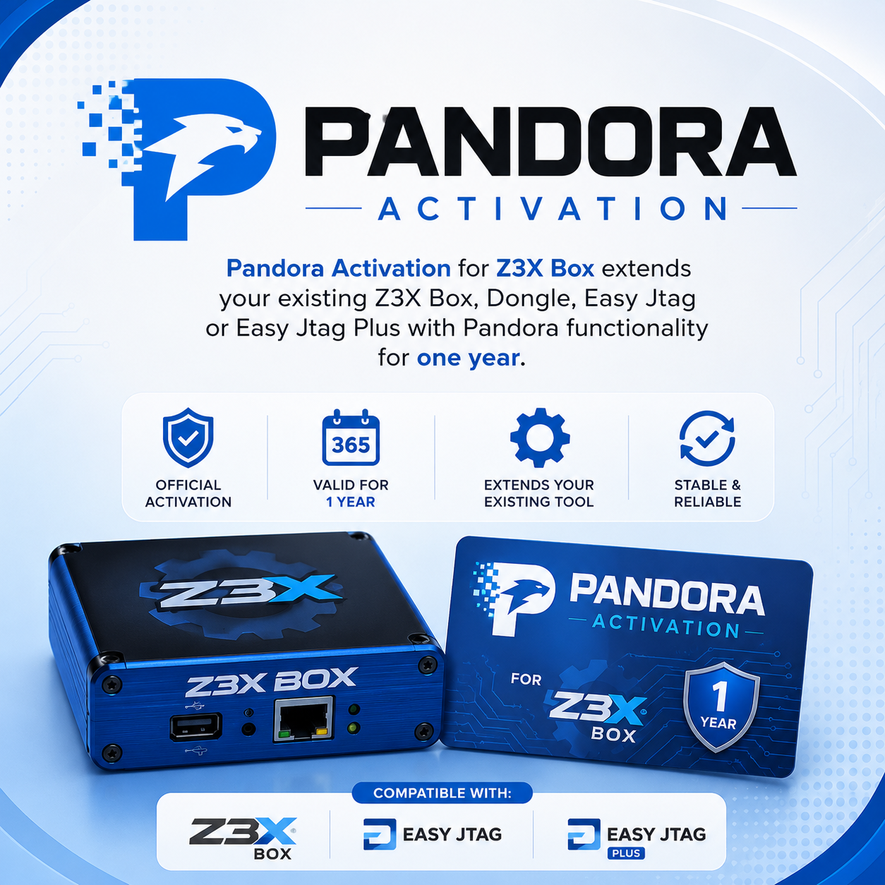 Pandora Activation for -  [ Z3X Box / Dongle / Easy Jtag / Easy Jtag Plus ]  - 1 Year